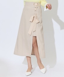 サイドレースアップリボンスリットスカート