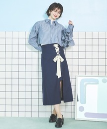 サイドレースアップリボンスリットスカート