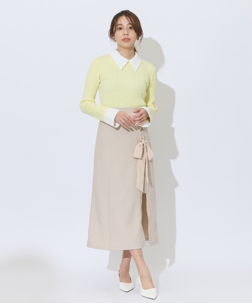 AND COUTURE(アンドクチュール)の「サイドレースアップリボンスリットスカート(スカート・レディース・ベージュ/グレー/ネイビー・MEDIUM/SMALL)」の13枚目の写真