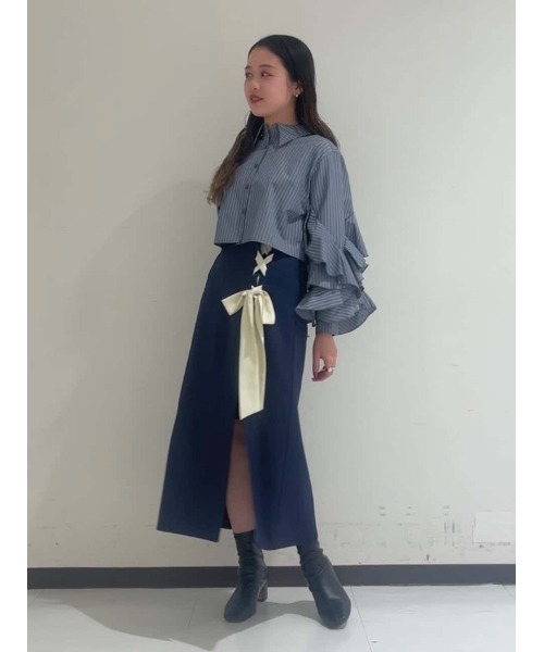 AND COUTURE(アンドクチュール)の「サイドレースアップリボンスリットスカート(スカート・レディース・ベージュ/グレー/ネイビー・MEDIUM/SMALL)」の19枚目の写真