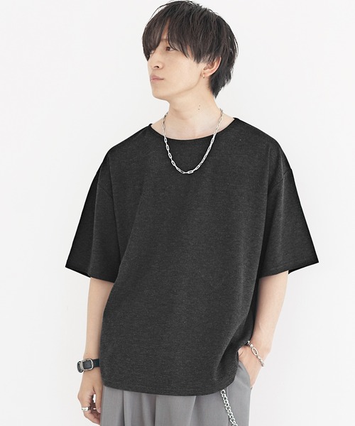 MinoriTY】柔らか素材ボートネックヘザー長袖＆半袖Tシャツ カットソー