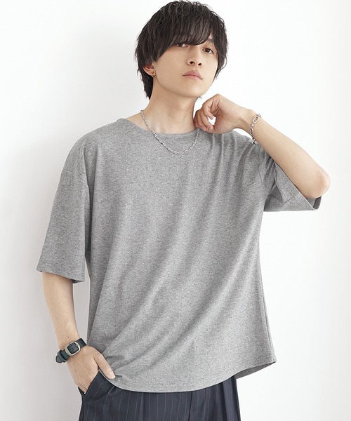 MinoriTY(マイノリティ)の「【MinoriTY】柔らか素材ボートネックヘザー長袖&半袖Tシャツ カットソー メンズ 春服 夏服 秋服 インナー(Tシャツ/カットソー・メンズ・ブラック/グレー/ベージュ系その他/ブラック系その他/グレー系その他/ベージュ・M/S/L)」の4枚目の写真