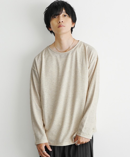 MinoriTY(マイノリティ)の「【MinoriTY】柔らか素材ボートネックヘザー長袖&半袖Tシャツ カットソー メンズ 春服 夏服 秋服 インナー(Tシャツ/カットソー・メンズ・ブラック/グレー/ベージュ系その他/ブラック系その他/グレー系その他/ベージュ・M/S/L)」の15枚目の写真