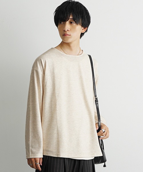 MinoriTY(マイノリティ)の「【MinoriTY】柔らか素材ボートネックヘザー長袖&半袖Tシャツ カットソー メンズ 春服 夏服 秋服 インナー(Tシャツ/カットソー・メンズ・ブラック/グレー/ベージュ系その他/ブラック系その他/グレー系その他/ベージュ・M/S/L)」の16枚目の写真