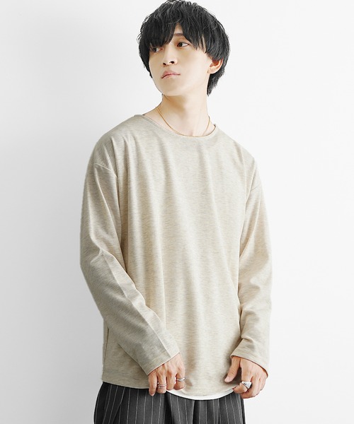 MinoriTY(マイノリティ)の「【MinoriTY】柔らか素材ボートネックヘザー長袖&半袖Tシャツ カットソー メンズ 春服 夏服 秋服 インナー(Tシャツ/カットソー・メンズ・ブラック/グレー/ベージュ系その他/ブラック系その他/グレー系その他/ベージュ・M/S/L)」の17枚目の写真