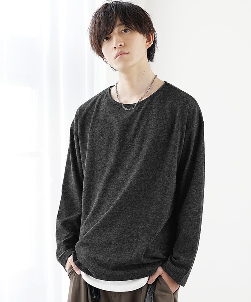 MinoriTY(マイノリティ)の「【MinoriTY】柔らか素材ボートネックヘザー長袖&半袖Tシャツ カットソー メンズ 春服 夏服 秋服 インナー(Tシャツ/カットソー・メンズ・ブラック/グレー/ベージュ系その他/ブラック系その他/グレー系その他/ベージュ・M/S/L)」の7枚目の写真
