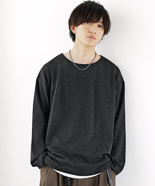 MinoriTY(マイノリティ)の「【MinoriTY】柔らか素材ボートネックヘザー長袖&半袖Tシャツ カットソー メンズ 春服 夏服 秋服 インナー(Tシャツ/カットソー・メンズ・ブラック/グレー/ベージュ系その他/ブラック系その他/グレー系その他/ベージュ・M/S/L)」の8枚目の写真