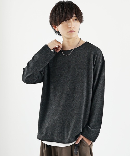 MinoriTY(マイノリティ)の「【MinoriTY】柔らか素材ボートネックヘザー長袖&半袖Tシャツ カットソー メンズ 春服 夏服 秋服 インナー(Tシャツ/カットソー・メンズ・ブラック/グレー/ベージュ系その他/ブラック系その他/グレー系その他/ベージュ・M/S/L)」の9枚目の写真