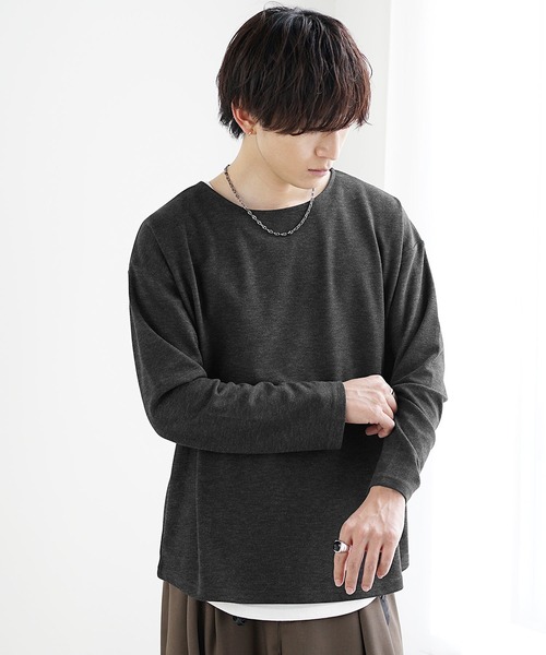 MinoriTY(マイノリティ)の「【MinoriTY】柔らか素材ボートネックヘザー長袖&半袖Tシャツ カットソー メンズ 春服 夏服 秋服 インナー(Tシャツ/カットソー・メンズ・ブラック/グレー/ベージュ系その他/ブラック系その他/グレー系その他/ベージュ・M/S/L)」の11枚目の写真