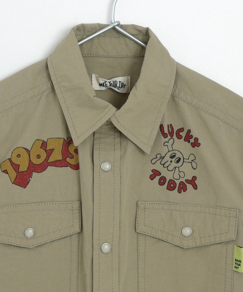 MAKE YOUR DAY（メイクユアデイ）の「ラクガキプリント半袖シャツ■150.160cm（シャツ/ブラウス・キッズ・サックスブルー/ベージュ・150/160）」の5枚目の写真