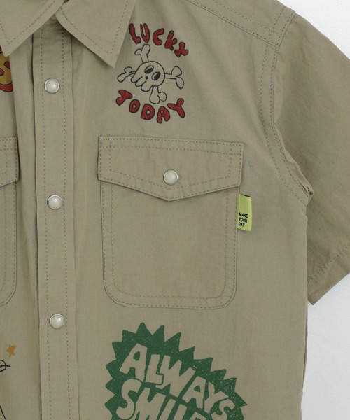 MAKE YOUR DAY（メイクユアデイ）の「ラクガキプリント半袖シャツ■150.160cm（シャツ/ブラウス・キッズ・サックスブルー/ベージュ・150/160）」の9枚目の写真