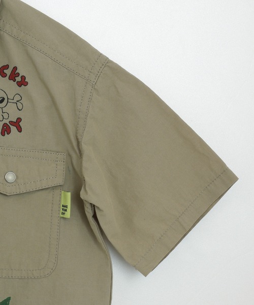 MAKE YOUR DAY（メイクユアデイ）の「ラクガキプリント半袖シャツ■150.160cm（シャツ/ブラウス・キッズ・サックスブルー/ベージュ・150/160）」の7枚目の写真