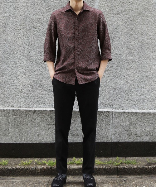 MEN'S BIGI（メンズビギ）の「ペイズリージャガード七分袖シャツ（シャツ/ブラウス・メンズ・サックスブルー/ボルドー/ネイビー・01/02/03/04）」の7枚目の写真