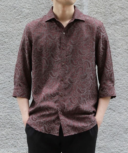 MEN'S BIGI（メンズビギ）の「ペイズリージャガード七分袖シャツ（シャツ/ブラウス・メンズ・サックスブルー/ボルドー/ネイビー・01/02/03/04）」の9枚目の写真
