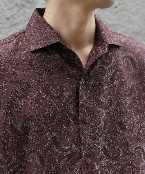 MEN'S BIGI（メンズビギ）の「ペイズリージャガード七分袖シャツ（シャツ/ブラウス・メンズ・サックスブルー/ボルドー/ネイビー・01/02/03/04）」の5枚目の写真