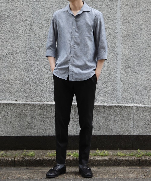 MEN'S BIGI（メンズビギ）の「ペイズリージャガード七分袖シャツ（シャツ/ブラウス・メンズ・サックスブルー/ボルドー/ネイビー・01/02/03/04）」の6枚目の写真