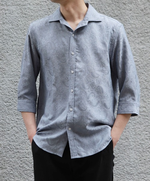 MEN'S BIGI（メンズビギ）の「ペイズリージャガード七分袖シャツ（シャツ/ブラウス・メンズ・サックスブルー/ボルドー/ネイビー・01/02/03/04）」の8枚目の写真