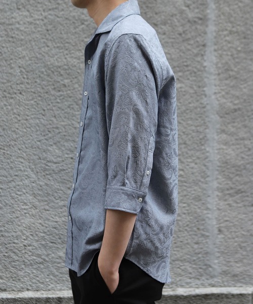 MEN'S BIGI（メンズビギ）の「ペイズリージャガード七分袖シャツ（シャツ/ブラウス・メンズ・サックスブルー/ボルドー/ネイビー・01/02/03/04）」の10枚目の写真