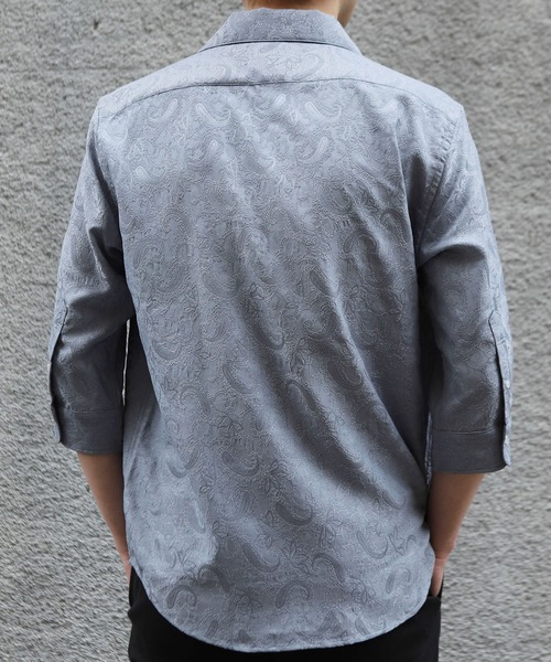 MEN'S BIGI（メンズビギ）の「ペイズリージャガード七分袖シャツ（シャツ/ブラウス・メンズ・サックスブルー/ボルドー/ネイビー・01/02/03/04）」の11枚目の写真