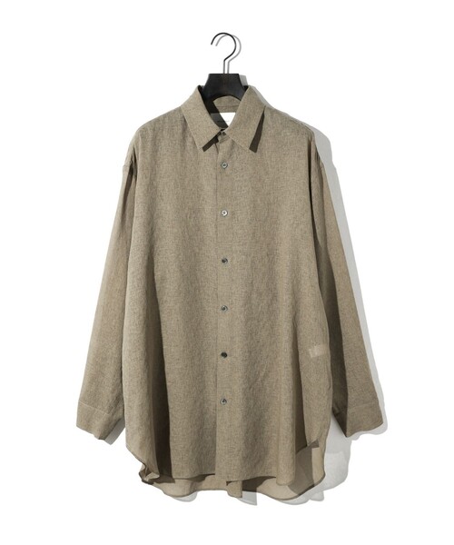 MIDIUMISOLID（ミディウミソリッド）の「MIDIUMISOLID for Ladies シアーロングスリーブシャツ（シャツ/ブラウス・レディース・オフホワイト/ブラック/カーキ/イエロー・FREE）」の3枚目の写真
