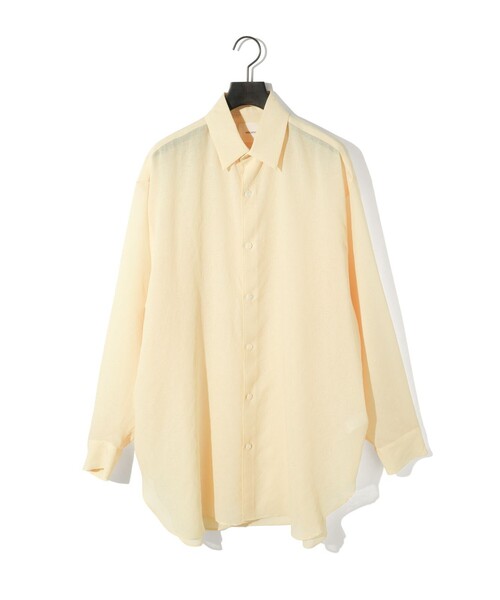 MIDIUMISOLID（ミディウミソリッド）の「MIDIUMISOLID for Ladies シアーロングスリーブシャツ（シャツ/ブラウス・レディース・オフホワイト/ブラック/カーキ/イエロー・FREE）」の4枚目の写真