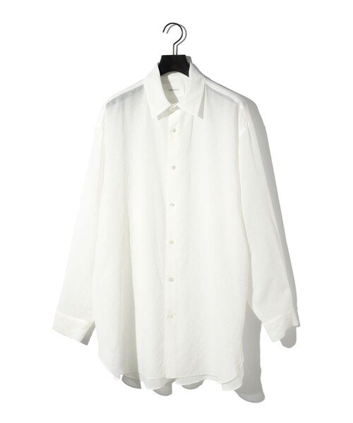 MIDIUMISOLID（ミディウミソリッド）の「MIDIUMISOLID for Ladies シアーロングスリーブシャツ（シャツ/ブラウス・レディース・オフホワイト/ブラック/カーキ/イエロー・FREE）」の5枚目の写真