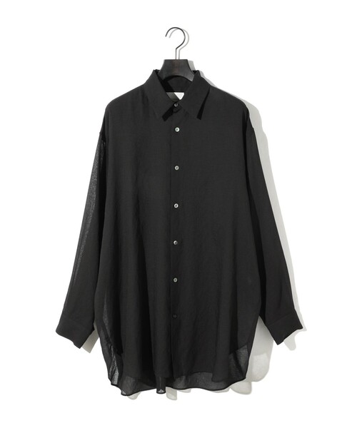 MIDIUMISOLID（ミディウミソリッド）の「MIDIUMISOLID for Ladies シアーロングスリーブシャツ（シャツ/ブラウス・レディース・オフホワイト/ブラック/カーキ/イエロー・FREE）」の6枚目の写真