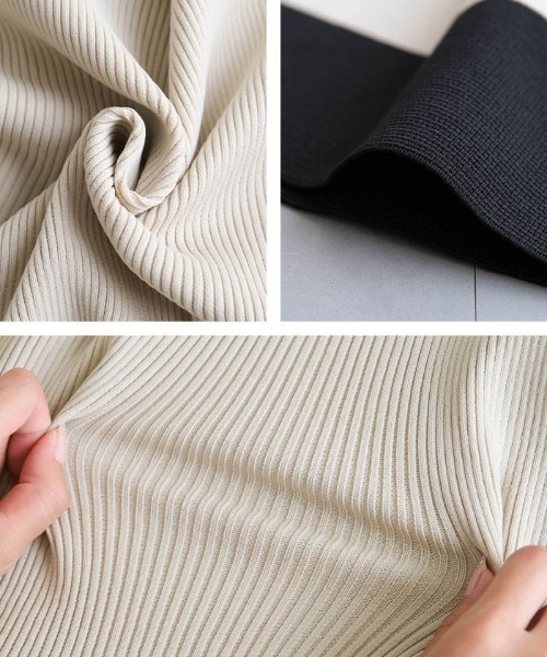 aquagarage（アクアガレージ）の「配色スポンジニットペプラムトップス（ニット/セーター・レディース・ブラック/ベージュ・M/L）」の7枚目の写真