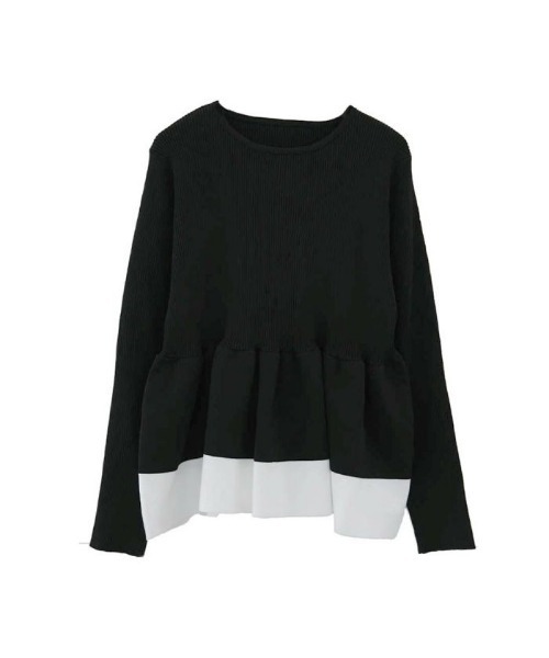 aquagarage（アクアガレージ）の「配色スポンジニットペプラムトップス（ニット/セーター・レディース・ブラック/ベージュ・M/L）」の8枚目の写真