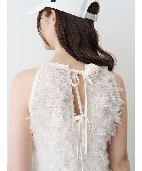 CALNAMUR（カルナムール）の「FRINGE AMERICAN SLEEVE BLOUSE/フリンジアメリカンスリーブブラウス（シャツ/ブラウス・レディース・ブラック/ホワイト・FREE）」の7枚目の写真