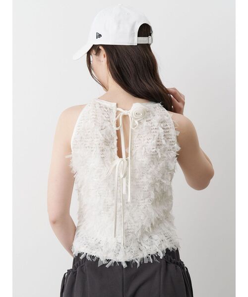 CALNAMUR（カルナムール）の「FRINGE AMERICAN SLEEVE BLOUSE/フリンジアメリカンスリーブブラウス（シャツ/ブラウス・レディース・ブラック/ホワイト・FREE）」の8枚目の写真
