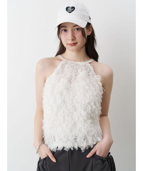 CALNAMUR（カルナムール）の「FRINGE AMERICAN SLEEVE BLOUSE/フリンジアメリカンスリーブブラウス（シャツ/ブラウス・レディース・ブラック/ホワイト・FREE）」の9枚目の写真