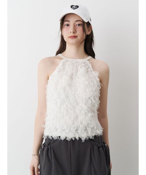 CALNAMUR（カルナムール）の「FRINGE AMERICAN SLEEVE BLOUSE/フリンジアメリカンスリーブブラウス（シャツ/ブラウス・レディース・ブラック/ホワイト・FREE）」の10枚目の写真
