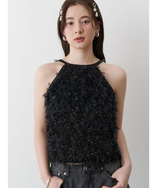CALNAMUR（カルナムール）の「FRINGE AMERICAN SLEEVE BLOUSE/フリンジアメリカンスリーブブラウス（シャツ/ブラウス・レディース・ブラック/ホワイト・FREE）」の15枚目の写真