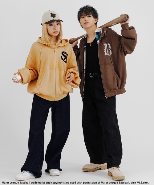 パーカー 「平野莉玖コラボ」「MLB」クーパーズタウンZIPフーディー レディース メンズ BACK TO THE FIELD パーカー 「平野莉玖コラボ」「MLB