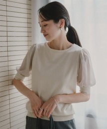小さいサイズ 袖シフォンニットプルオーバー 低身長さん・小柄女性