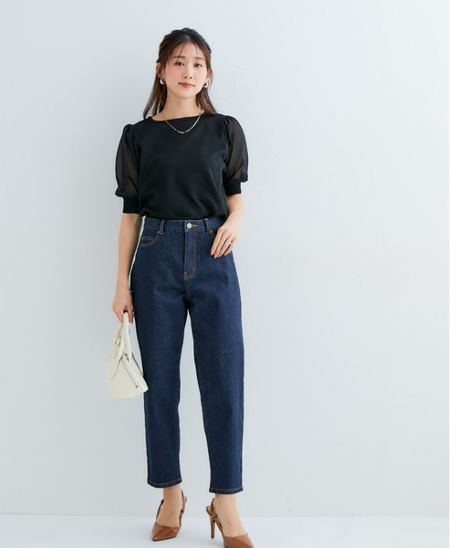 Petitjo（プッチージョ）の「小さいサイズ　袖シフォンニットプルオーバー　低身長さん・小柄女性（ニット/セーター・レディース・グレイッシュベージュ/オフホワイト/ブラック・PSS/PS/PM）」の14枚目の写真