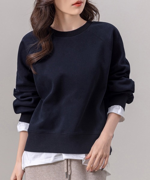 DAY CLOSET(デイ クローゼット)の「レディース 長袖ノームコアボリュームリブ袖スウェット(スウェット・レディース・オートミール/ブラック/クリーム/グレー/チャコールグレー/ピンク・L/M)」の2枚目の写真