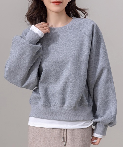 DAY CLOSET(デイ クローゼット)の「レディース 長袖ノームコアボリュームリブ袖スウェット(スウェット・レディース・オートミール/ブラック/クリーム/グレー/チャコールグレー/ピンク・L/M)」の14枚目の写真