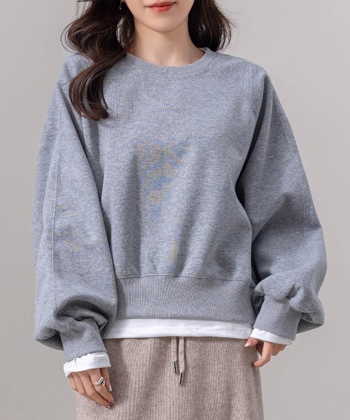 DAY CLOSET(デイ クローゼット)の「レディース 長袖ノームコアボリュームリブ袖スウェット(スウェット・レディース・オートミール/ブラック/クリーム/グレー/チャコールグレー/ピンク・L/M)」の15枚目の写真