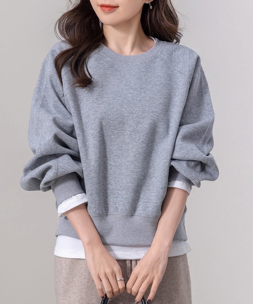 DAY CLOSET(デイ クローゼット)の「レディース 長袖ノームコアボリュームリブ袖スウェット(スウェット・レディース・オートミール/ブラック/クリーム/グレー/チャコールグレー/ピンク・L/M)」の17枚目の写真
