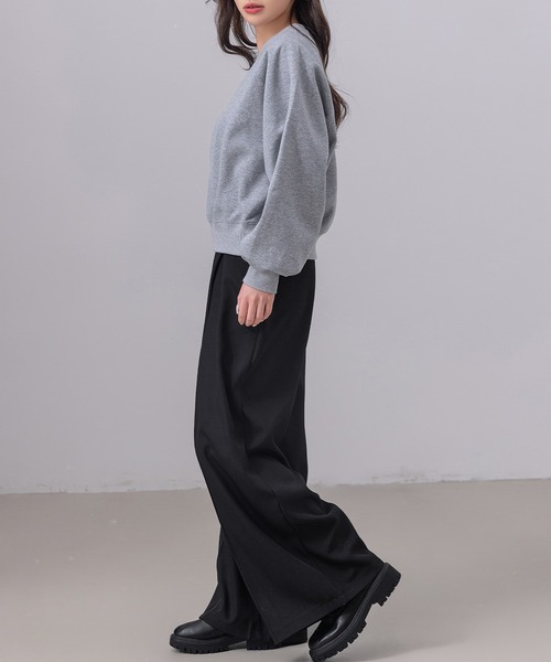 DAY CLOSET(デイ クローゼット)の「レディース 長袖ノームコアボリュームリブ袖スウェット(スウェット・レディース・オートミール/ブラック/クリーム/グレー/チャコールグレー/ピンク・L/M)」の19枚目の写真