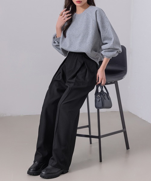 DAY CLOSET(デイ クローゼット)の「レディース 長袖ノームコアボリュームリブ袖スウェット(スウェット・レディース・オートミール/ブラック/クリーム/グレー/チャコールグレー/ピンク・L/M)」の20枚目の写真