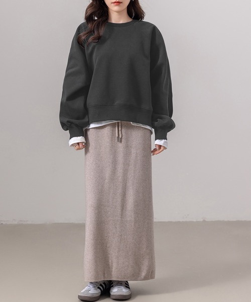 DAY CLOSET(デイ クローゼット)の「レディース 長袖ノームコアボリュームリブ袖スウェット(スウェット・レディース・オートミール/ブラック/クリーム/グレー/チャコールグレー/ピンク・L/M)」の13枚目の写真