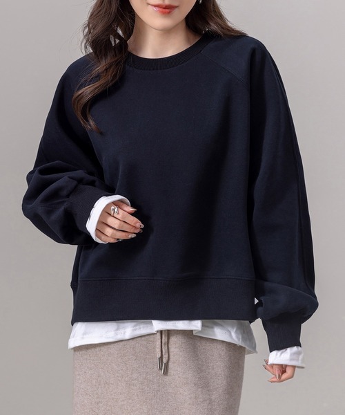 DAY CLOSET(デイ クローゼット)の「レディース 長袖ノームコアボリュームリブ袖スウェット(スウェット・レディース・オートミール/ブラック/クリーム/グレー/チャコールグレー/ピンク・L/M)」の8枚目の写真