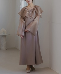 グロスオーガンラッフルマーメイドドレス