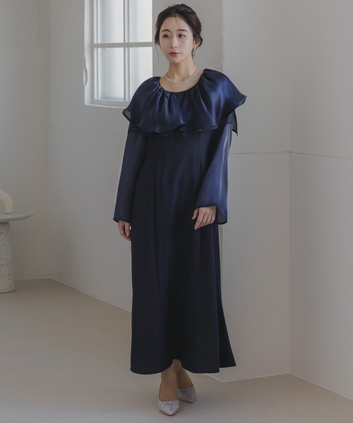 birei(ビレイ)の「グロスオーガンラッフルマーメイドドレス(ドレス・レディース・ホワイト×ブラック/アッシュブラウン/ネイビー・M)」の17枚目の写真