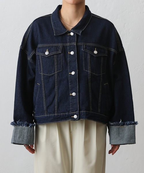 COLONY 2139（コロニートゥーワンスリーナイン）の「ワイドスリーブGジャン（デニムジャケット・レディース・ネイビー/サックスブルー・FREE）」の12枚目の写真
