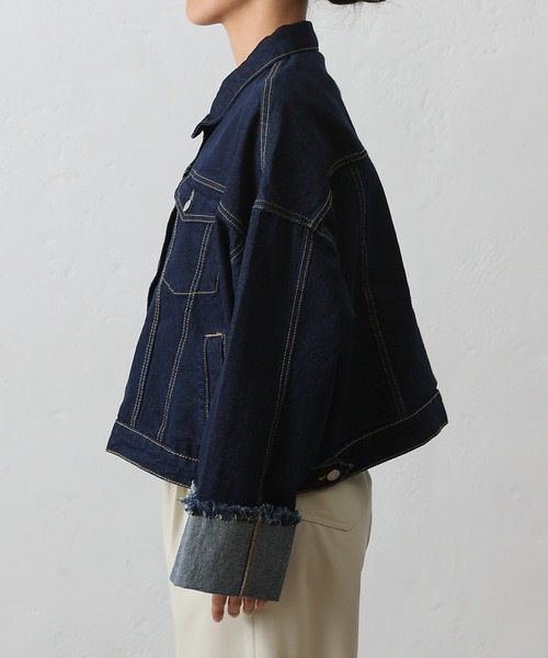 COLONY 2139（コロニートゥーワンスリーナイン）の「ワイドスリーブGジャン（デニムジャケット・レディース・ネイビー/サックスブルー・FREE）」の13枚目の写真