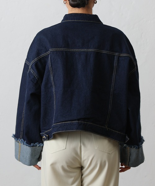 COLONY 2139（コロニートゥーワンスリーナイン）の「ワイドスリーブGジャン（デニムジャケット・レディース・ネイビー/サックスブルー・FREE）」の14枚目の写真